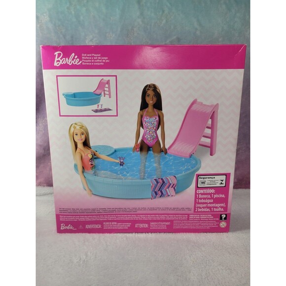 Barbie 11.5 Inch Pool Playset Slide Doll Accessories Mattel NIB - Picture 2 of 8